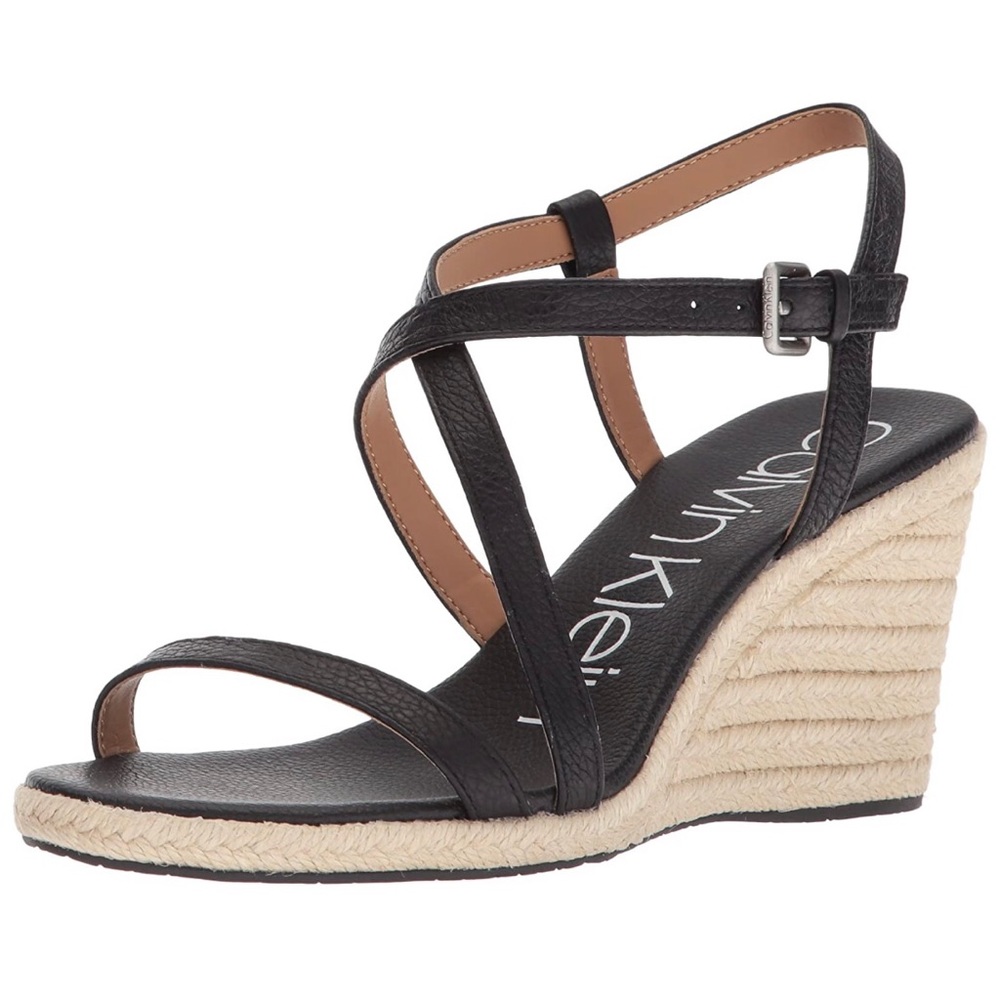 Calvin Klein black leather strappy espadrille, 7